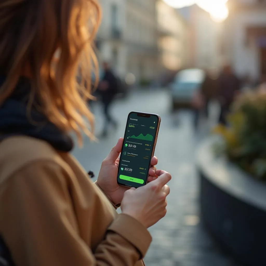 Utilisateur interagissant avec l'assistant financier sur mobile